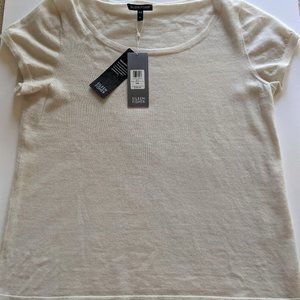 NWT Eileen Fisher Featherweight Cashmere Cap Sleeve Tee in Bone - Size Small